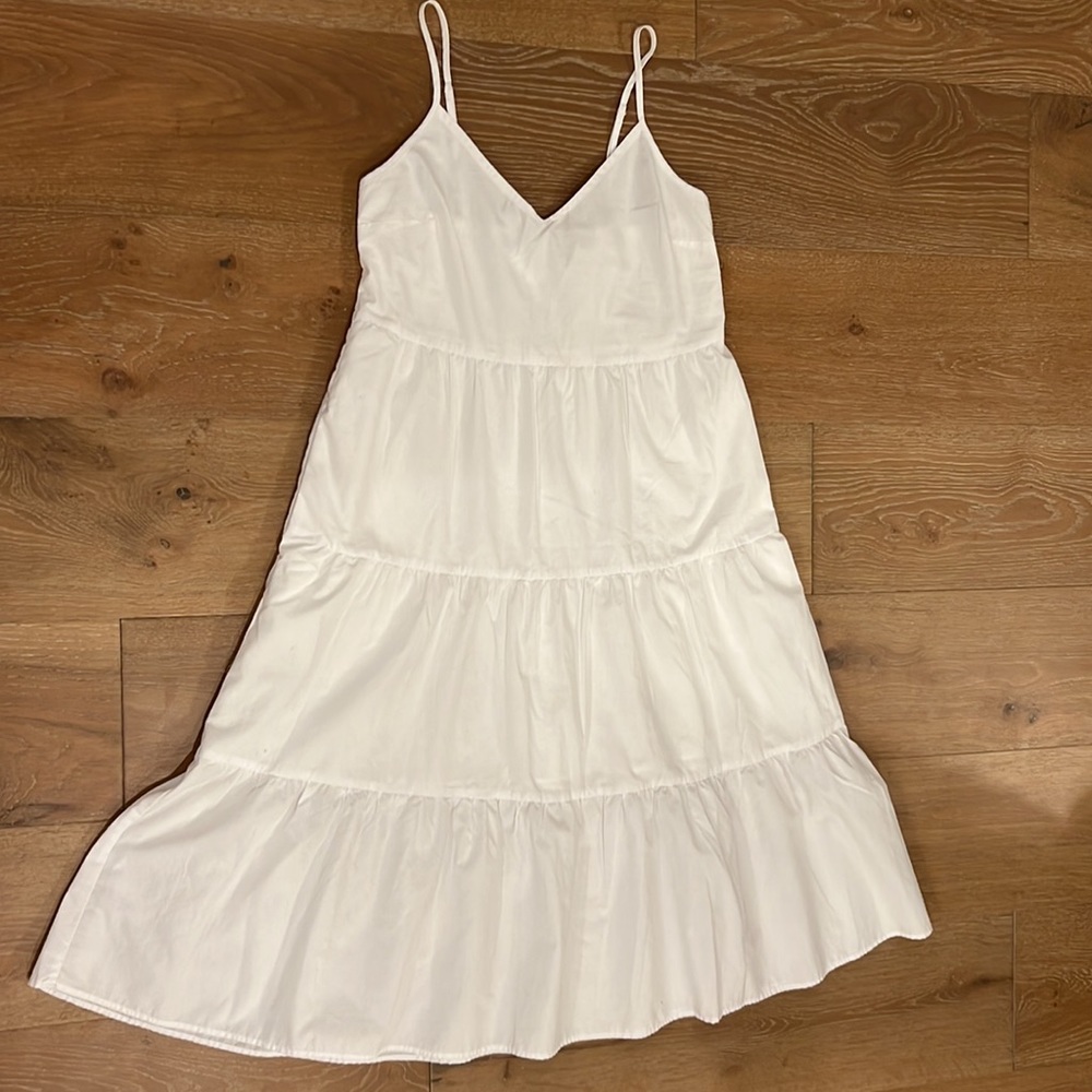 Abercrombie & Fitch White Tiered Midi Dress - Picture 7 of 7